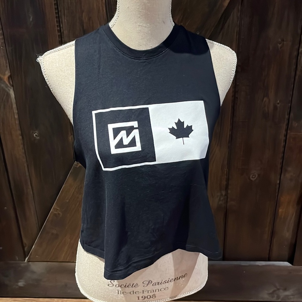 Black and white Bella & Canvas crop racerback top